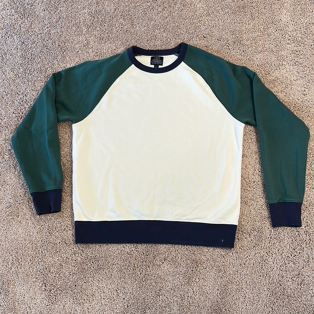 J. Crew authentic fleece color blocked sweatshirt. Size Large. Excellent cond.